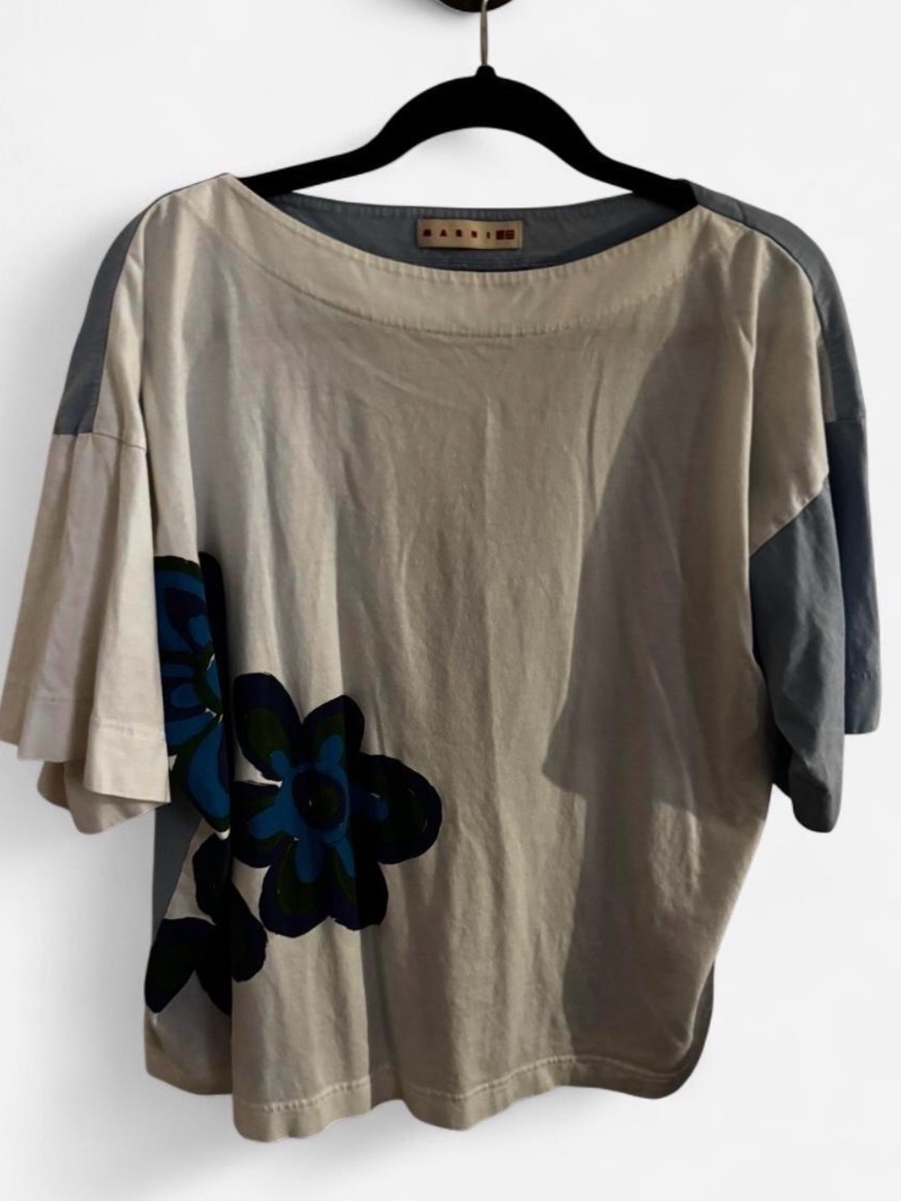 Marni x Uniqlo Cream Tee with Blue Floral Motif